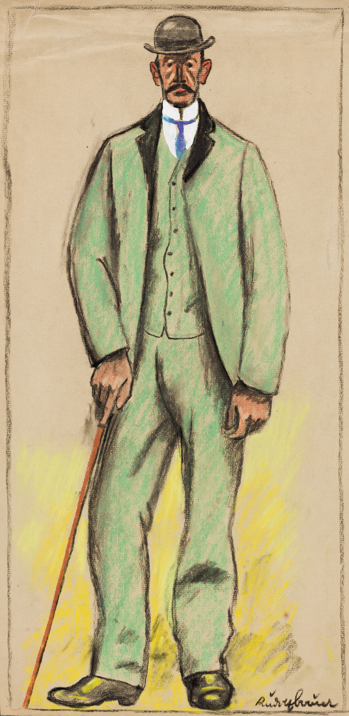 RUDOLF BAUER (1889 - 1953, GERMAN/AMERICAN) Untitled, (Man in Green Suit).